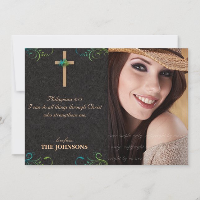 Anúncio Foto de Graduação de Formando Cristão. Eu posso fa (Frente)