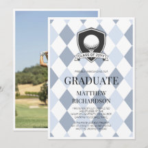 Foto de Graduação de Golfe de Graduado Azul e Pret