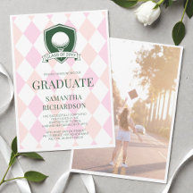 Foto de Graduação de Golfe Feminino Moderno Rosa e