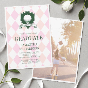 Anúncio Foto de Graduação de Golfe Feminino Moderno Rosa e