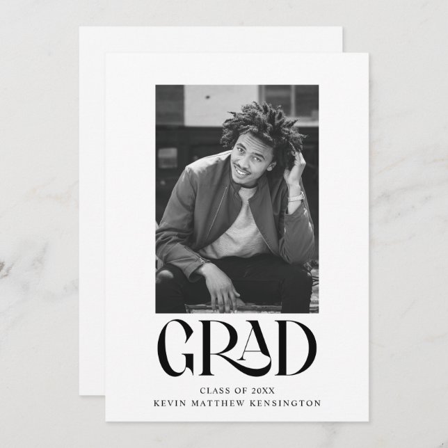 Anúncio Foto de Graduação de Tipografia Clássica Moderna (Frente/Verso)