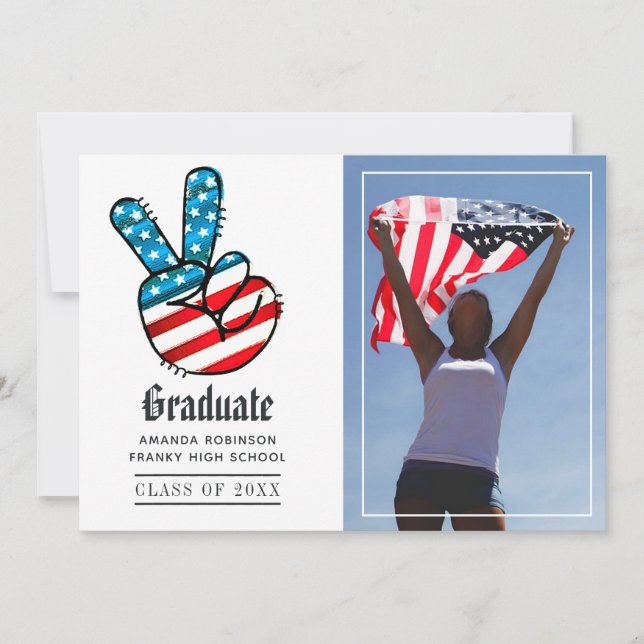 Anúncio Foto de Graduação do Sinal de Paz dos EUA (Frente)