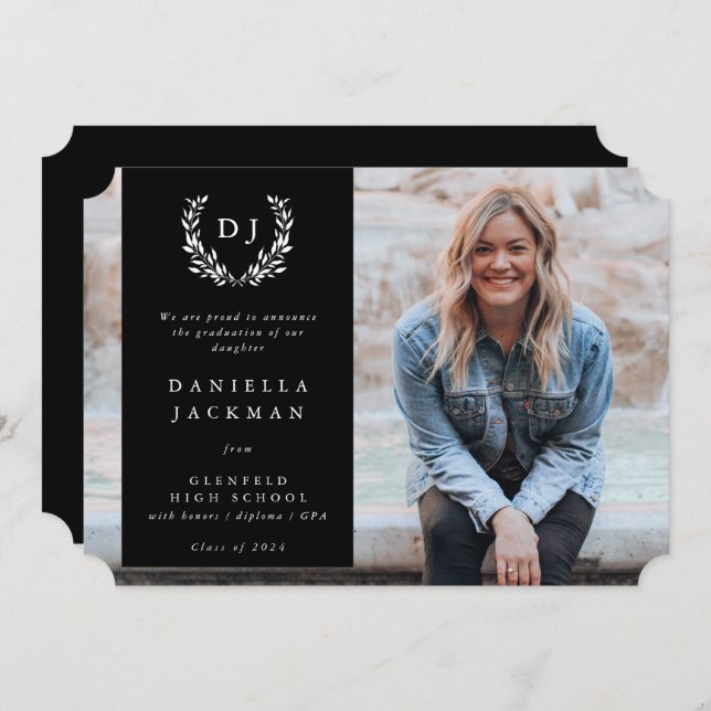 Anúncio Foto de Graduação em Wreath de Letra Monográfica P (Frente/Verso)