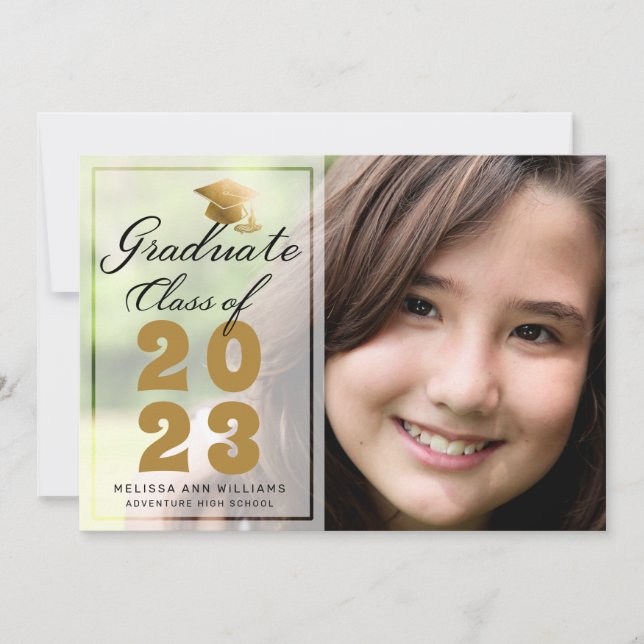 Anúncio Foto de Graduação Moderna Dourada Script 2023 (Frente)