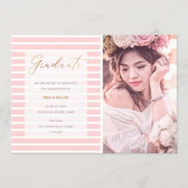 Anúncio Foto de Graduação Moderna Listras Rosa Espelhadas