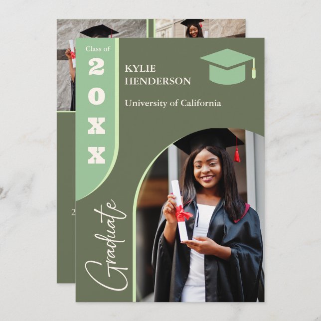 Anúncio Foto de Graduação Moderna Verde (Frente/Verso)