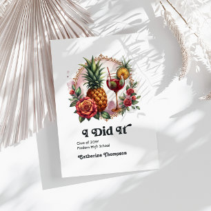 Anúncio Foto de Graduação Tropical da Retro Vintage