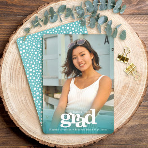 Anúncio Foto de graduação turquesa azul ousado moderno