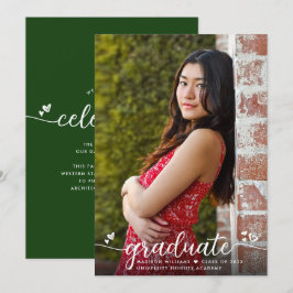 Anúncio Foto de Graduação Verde Corações Modernos de Calig