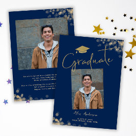 Anúncio Foto de Graduado Elegante Azul Marinho