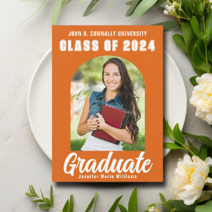 Anúncio Foto de Graduado Moderna em Laranja e Branco Gradu