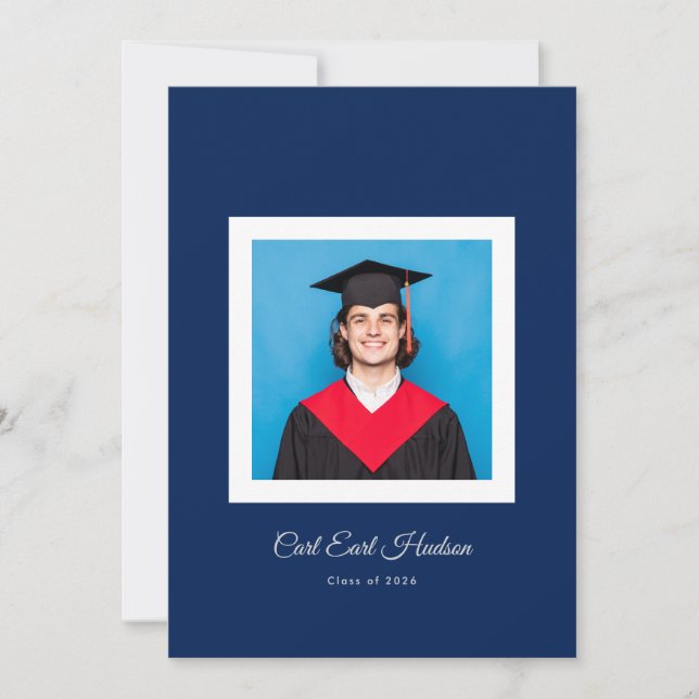 Anúncio Foto de Gradução do Ensino Médio em Azul Clássico  (Frente)