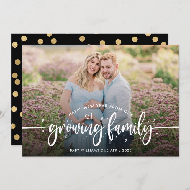 Anúncio Foto de Gravidez de Ano Novo (Frente/Verso)