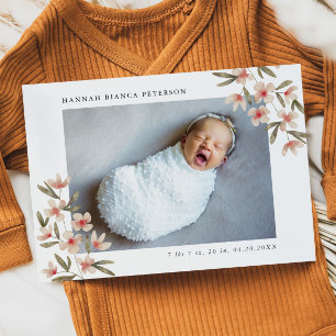 Anúncio Foto de Menina Bebê Flores Silvestres Rosa Nascime