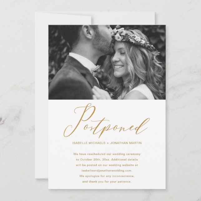 Anúncio Foto de nova data de adiamento de casamento em our (Frente)