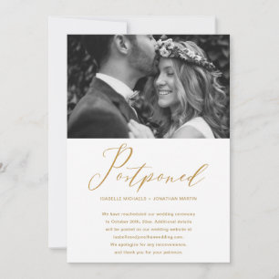 Anúncio Foto de nova data de adiamento de casamento em our