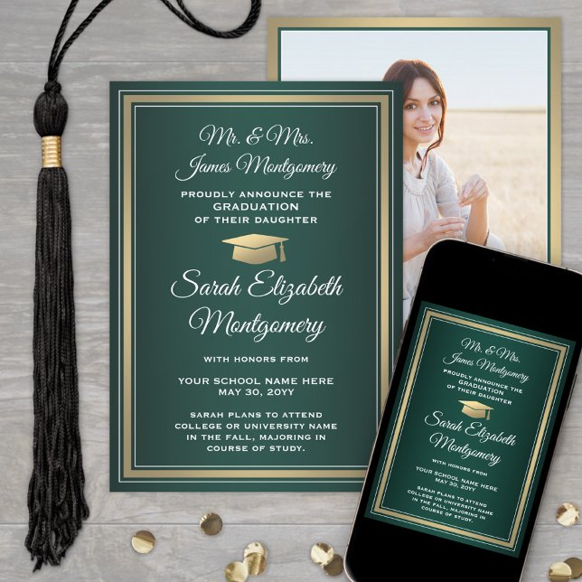 Anúncio Foto de Parents Green Dourado and White Graduation (Criador carregado)