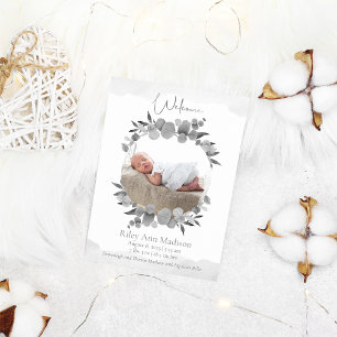 Anúncio Foto do bebê Eucalyptus Cinza moderna