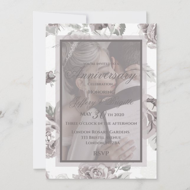 Anúncio Foto do casal de aniversário personalizado rosa-ro (Frente)