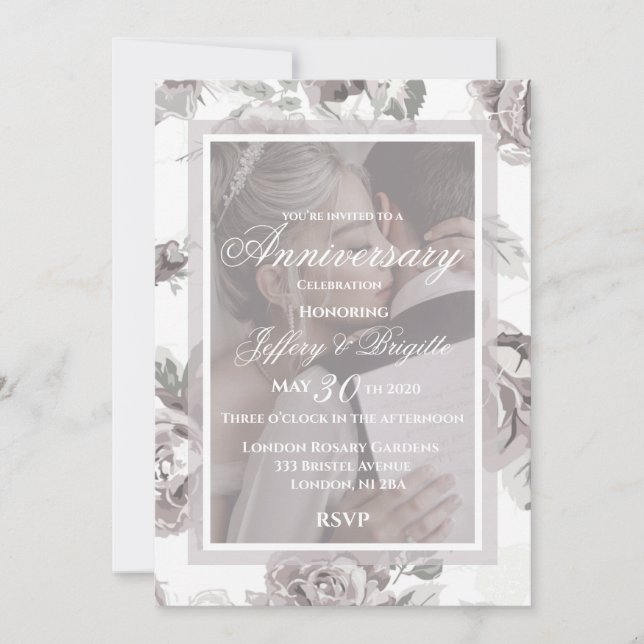 Anúncio Foto do casal de aniversário personalizado rosa-ro (Frente)