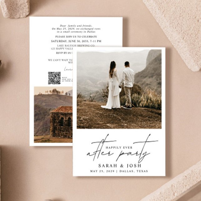 Anúncio Foto do Código QR 2 de Festa 2 para Sempre Feliz (Easily personalize this QR code reception celebration invitation with your details, photos, website)