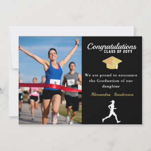 Anúncio Foto do corredor de pista de corrida parabéns grad