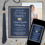 Anúncio Foto do Marinho de pais Dourado e White Graduation<br><div class="desc">Compartilhe a alegria de um segundo grau ou formandos com estes anúncios personalizados em azul, ouro e branco do marinho de fotos. (DICA DE IMAGEM: Uma maneira fácil de centralizar uma imagem exatamente como você deseja é recortá-la antes de carregá-la no site do Zazzle.) Este modelo formal inclui nomes de...</div>