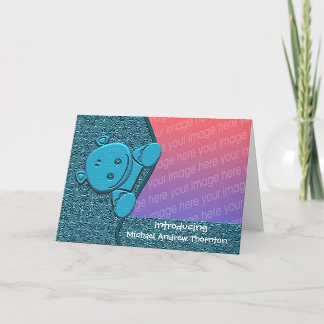 Anúncio Foto do Novo Bebê Azul-Bonito Hippo (Frente)