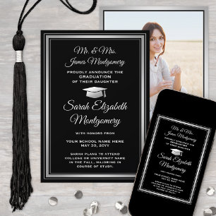 Anúncio Foto dos Pais na Formatura em Preto e Branco