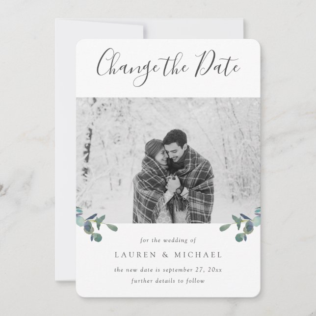 Anúncio Foto em Aquarela Eucalyptus Crest Mudar a Data (Frente)