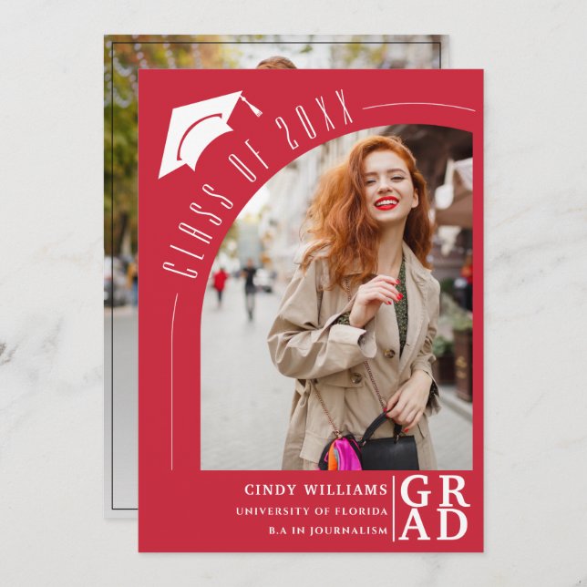 Anúncio Foto em Arco Moderno Formando Formatação Vermelha  (Frente/Verso)