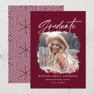 Anúncio Foto geométrica em burgundy com caligrafia para fo