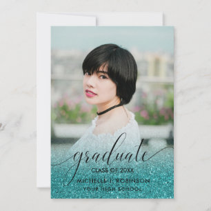 Anúncio Foto Girly de Ombre, Glitter Turquesa Moderna