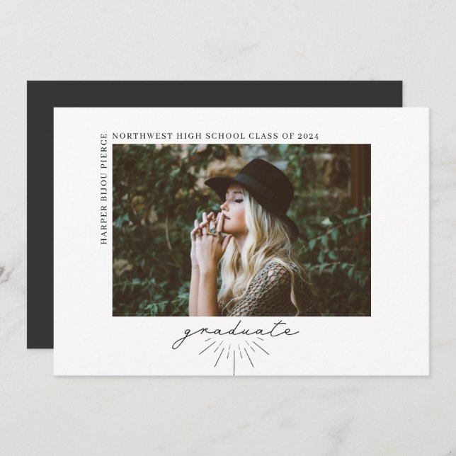 Anúncio Foto Horizontal de Graduação de Script de Arte de  (Frente/Verso)