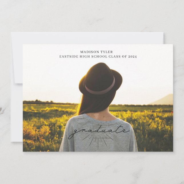 Anúncio Foto Horizontal de Graduação de Script Preto de Ar (Frente)