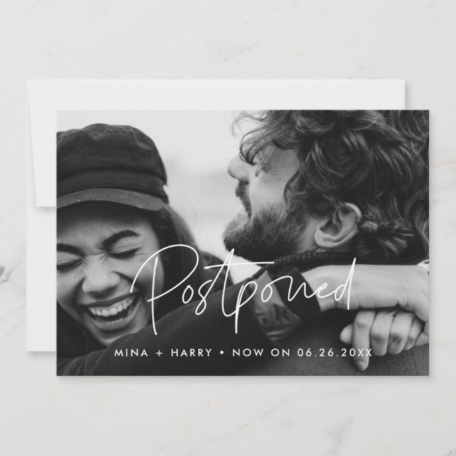 Anúncio Foto minimalista de atualização do casamento adiad (Frente)
