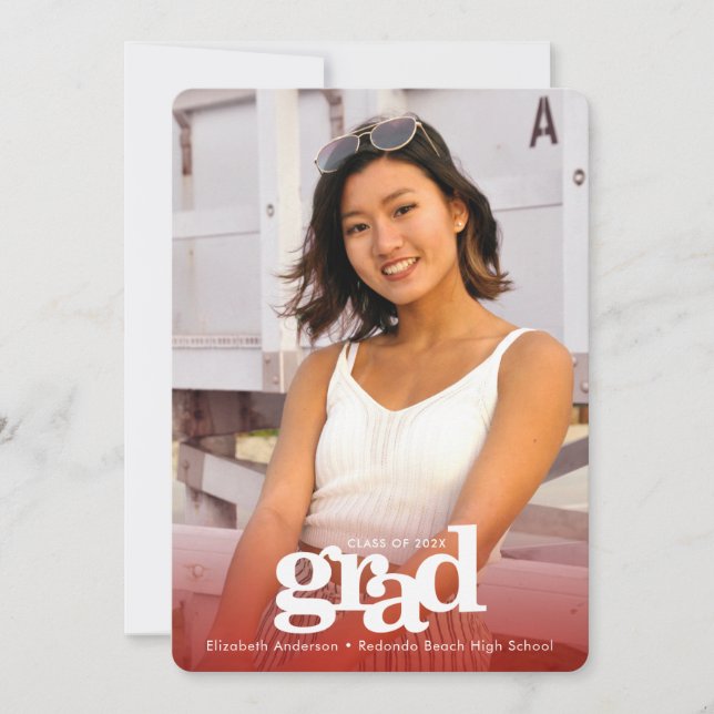 Anúncio Foto personalizada da formatura vermelha, ousada,  (Frente)