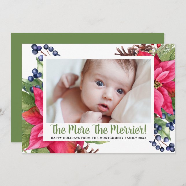 Anúncio Foto Quanto Mais Merrier Poinsettia Holiday Baby (Frente/Verso)