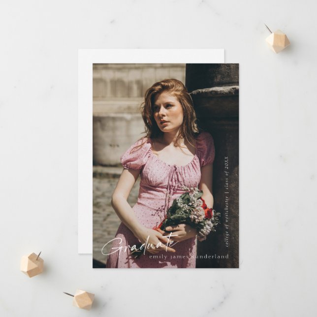 Anúncio Foto Simples do Formando de Script Moderno Baseado (Frente/Verso In Situ)