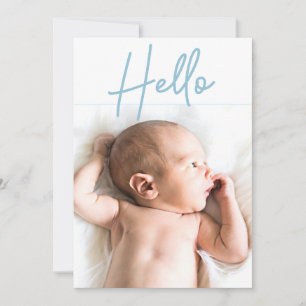 Anúncio Foto Vertical Blue Hello Script Baby Boy