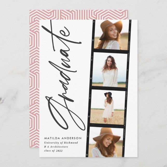 Anúncio Fotografia geométrica festa de formatura rosa a (Frente/Verso)