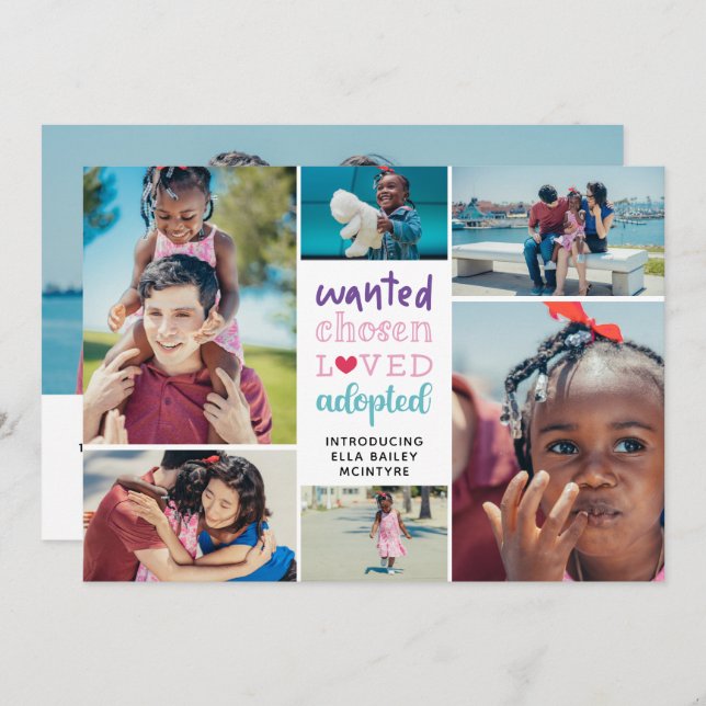 Anúncio Fotos Adotadas, Escolhidas E Amadas, Púrpura Rosa (Frente/Verso)