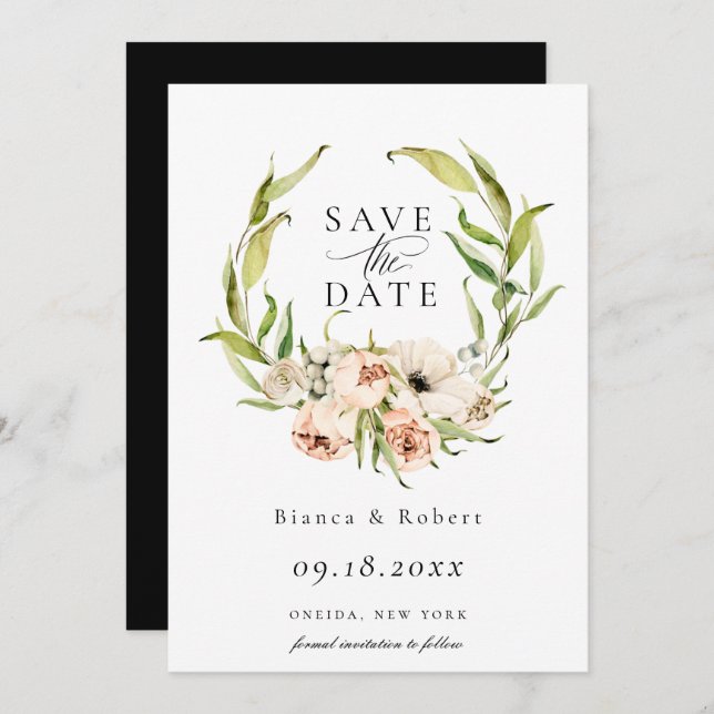 Anúncio Frota Floral Florestal Botânica Salvar a Data (Frente/Verso)