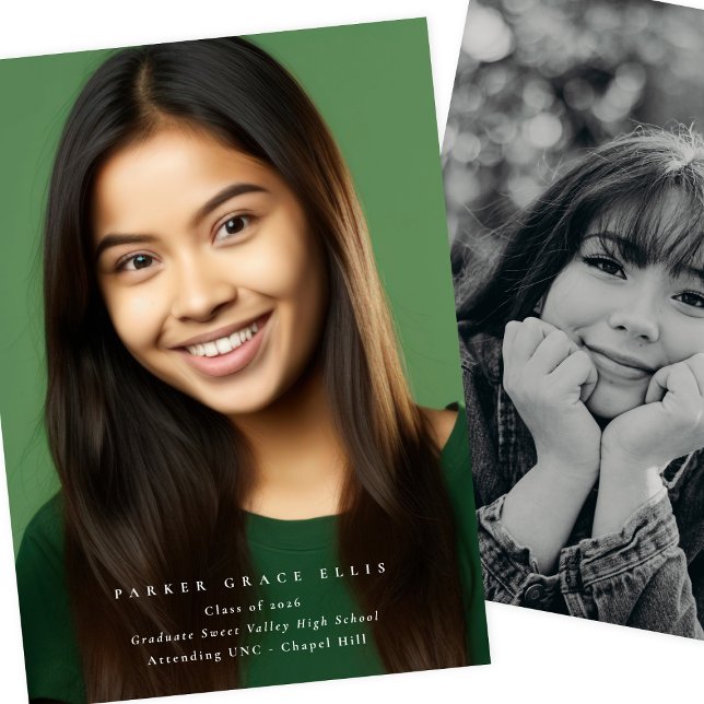 Anúncio Full Bleed Modern 2 Photo Graduation Announcement (Criador carregado)