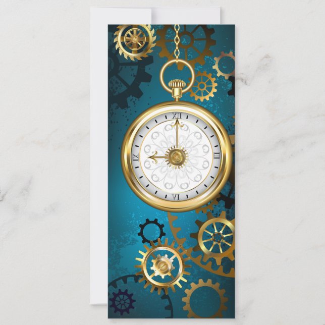 Anúncio Fundo de turquesa Steampun com engrenagens (Frente)
