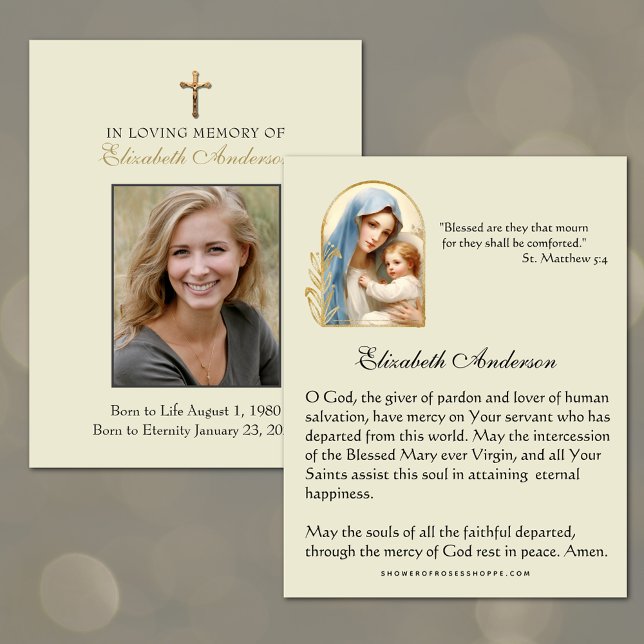 Anúncio Funeral Católica Mary Jesus oração religiosa (Remember your loved ones in prayer.)