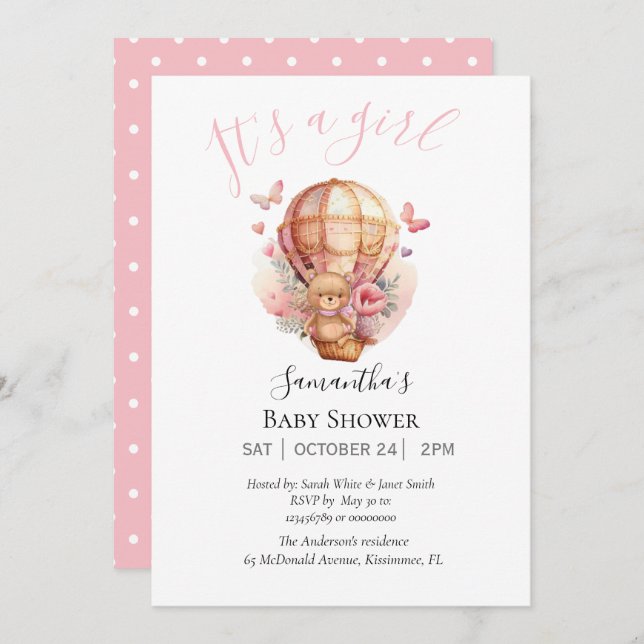 Anúncio Garota Ursinho Bearle Espera Ar Quente Rosa (Frente/Verso)