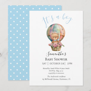 Anúncio Garoto Ursinho Esperando Ar Quente Balão Azul