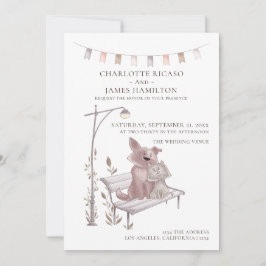 Anúncio Gato e Cachorro em um Animal Bench Pensava Casamen