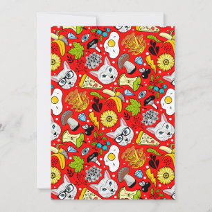 Anúncio Gato e ovo em vermelho